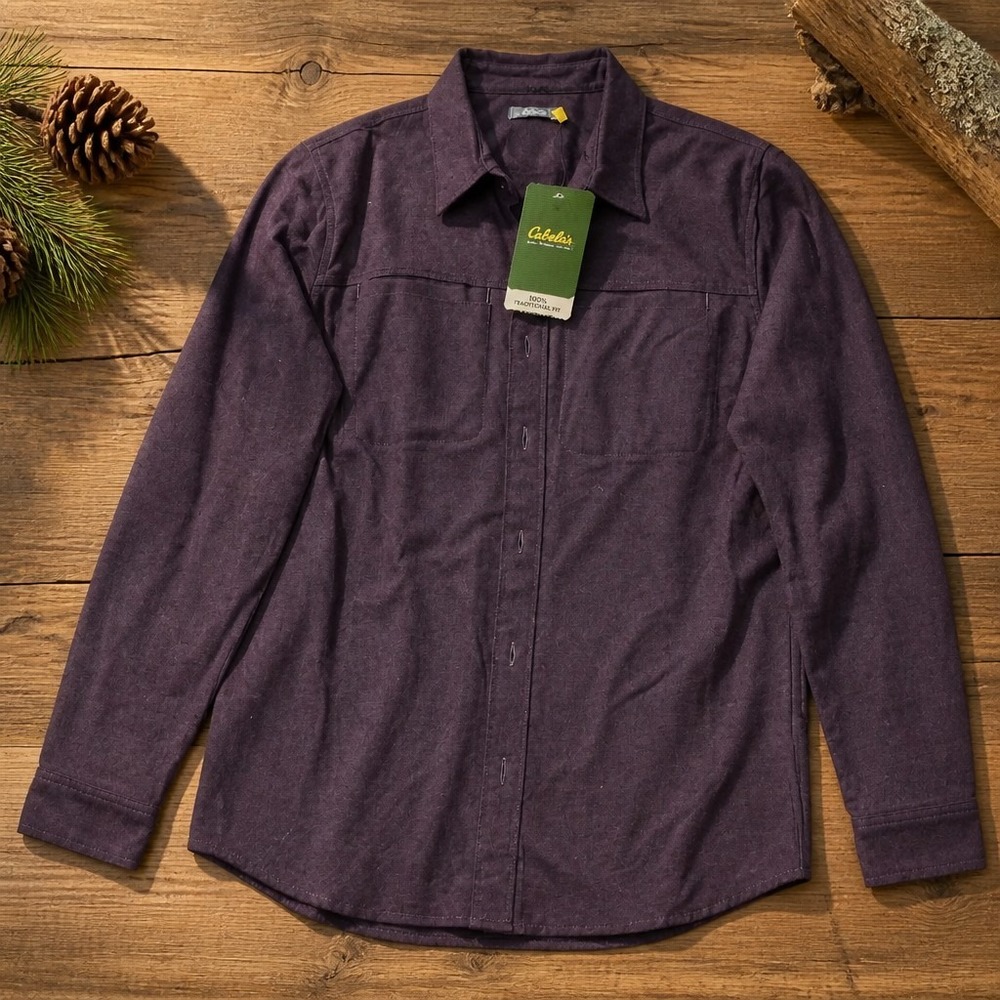 Cabelas Button Up Shirt Womens Small Thick Cotton Long Sleeve Burgundy NWT